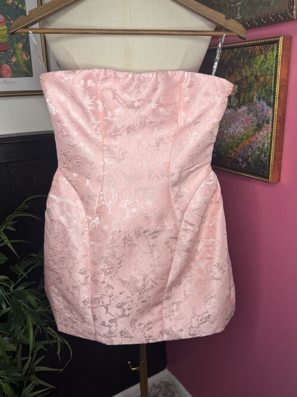 NWT BABYBOO Fashion Elenora Floral Jacquard Mini Dress Blush S (no big ribbon) - Picture 2 of 12